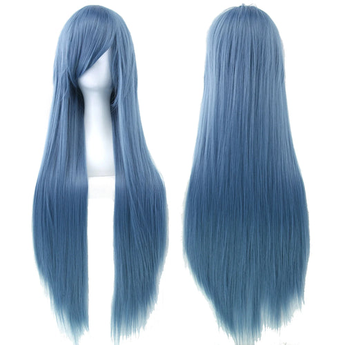 80cm Long Blonde Straight Synthetic Hair Cosplay Wig with Bangs