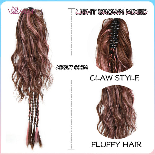 HUAYA Synthetic Claw Clip Ponytail Braid Hair Extensions Long Curly