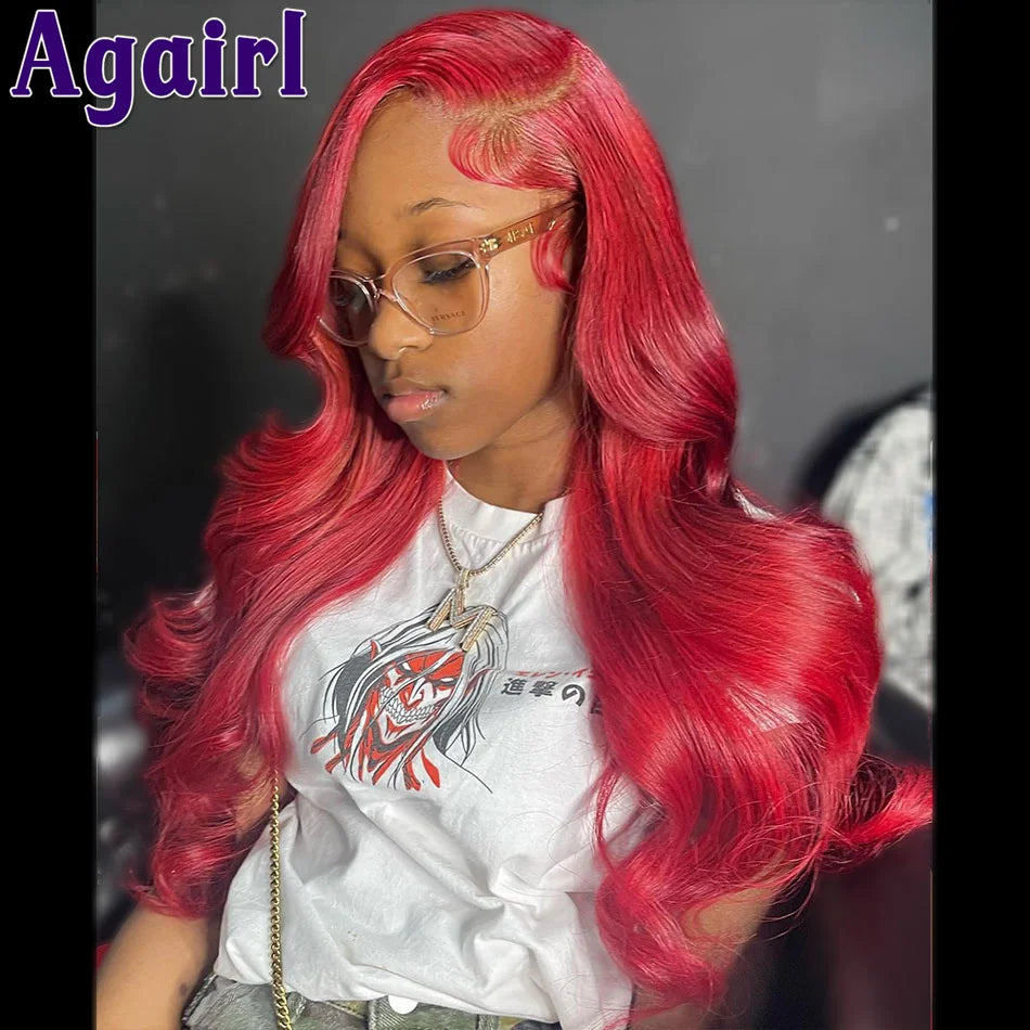 Rose Pink 13X4 Glueless Lace Frontal Body Wave Wig Transparent 13x6