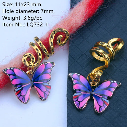 Mixed Butterfly Hair Braid Beads Dreadlock Beads Ring Braiding Hair