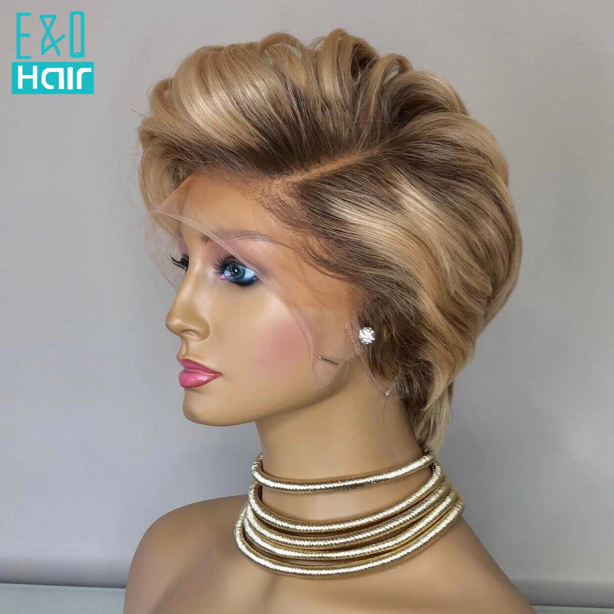 13x6 Lace Front Pixie Cut Wigs Human Hair Blonde 613 Short Bob Wig