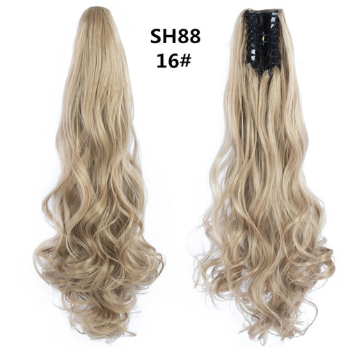 Long Wavy Straight Claw Clip On Ponytail Hair Extension Synthetic