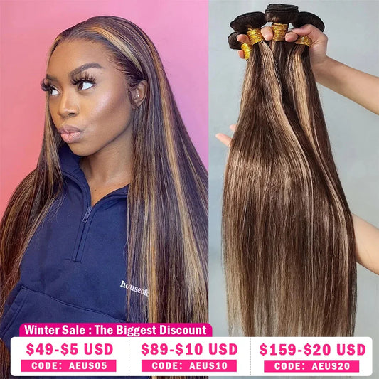 Highlight Bundles Straight Human Hair Bundles P4/27 Colored Ombre