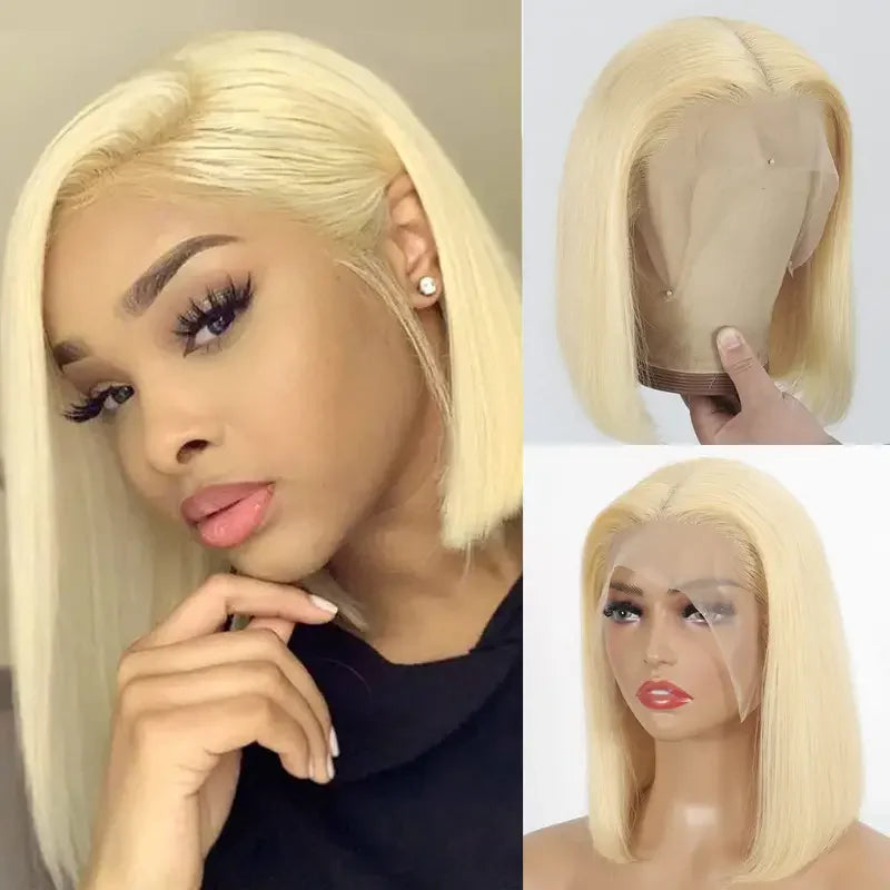 613 Honey Blonde Short Bob Wig Hd 13x4 Lace Front Human Hair Wigs For