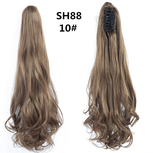 Long Wavy Straight Claw Clip On Ponytail Hair Extension Synthetic