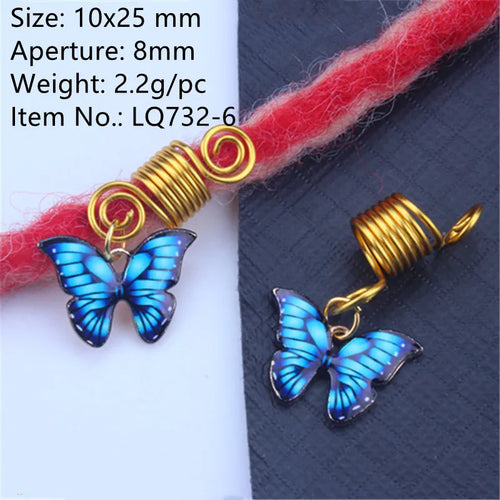 Mixed Butterfly Hair Braid Beads Dreadlock Beads Ring Braiding Hair