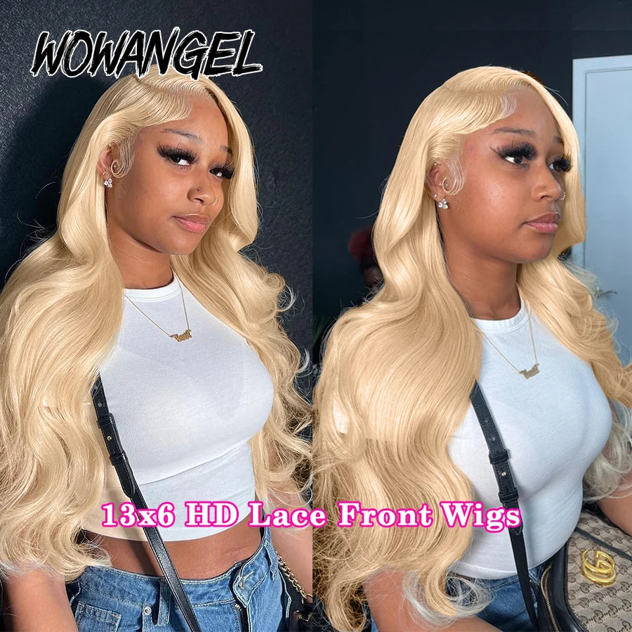 Wow Angel 250% #613 HD Lace Front Wigs 13x6 Blonde Body Wave Wig 13x4