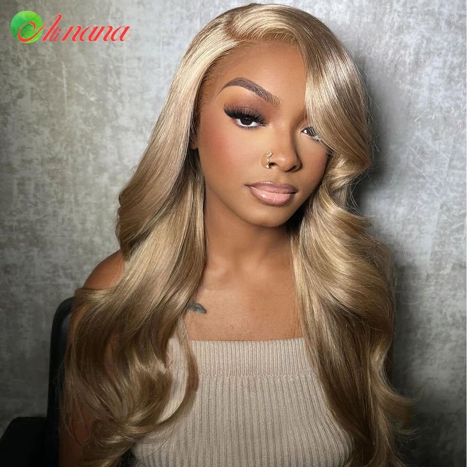 Ash Blonde Colored 13X4 13X6 Lace Frontal Wig Body Wave Human Hair