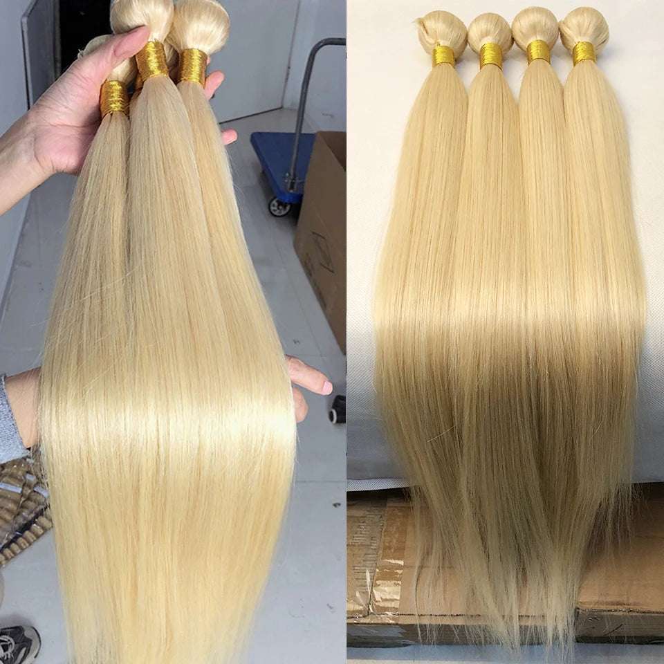 FASHOW Brazilian Hair Blonde Straight Hair Bundles 613 Honey Blonde