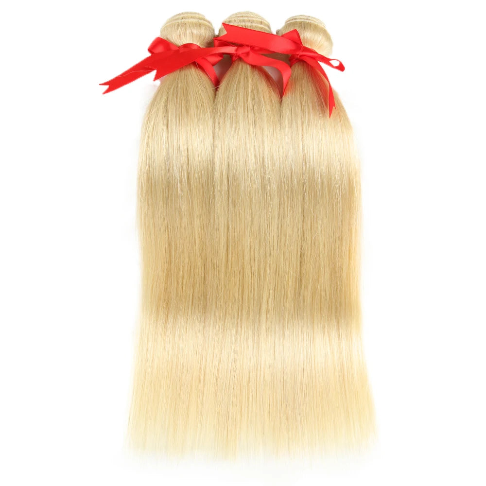 Sleek Straight Human Hair Bundles 613 Blonde Brazilian Straight Human