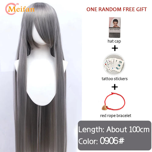 MEIFAN 100CM Synthetic Cosplay Anime Costume Wig Blonde Blue Red Pink