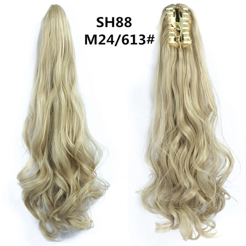 Long Wavy Straight Claw Clip On Ponytail Hair Extension Synthetic