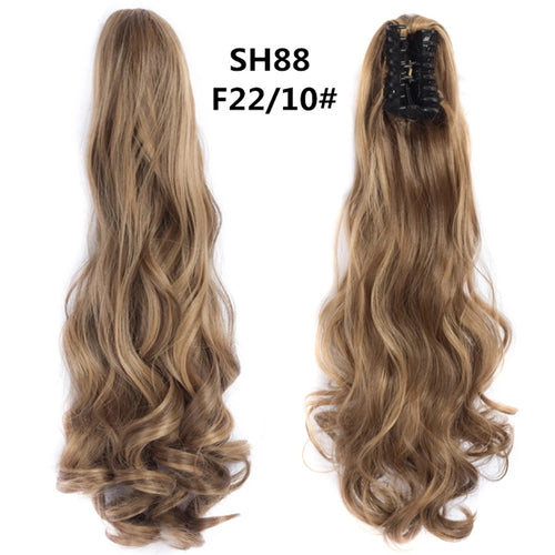 Long Wavy Straight Claw Clip On Ponytail Hair Extension Synthetic