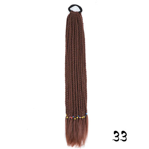 Synthetic Colored Braided Ponytail Hair Extension 60CM Elastic Rubber