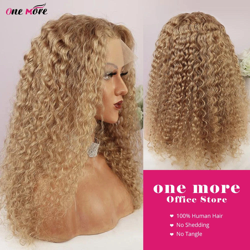 #27 Honey Blonde Lace Front Wig Deep Wave Frontal Wig Curly Human Hair