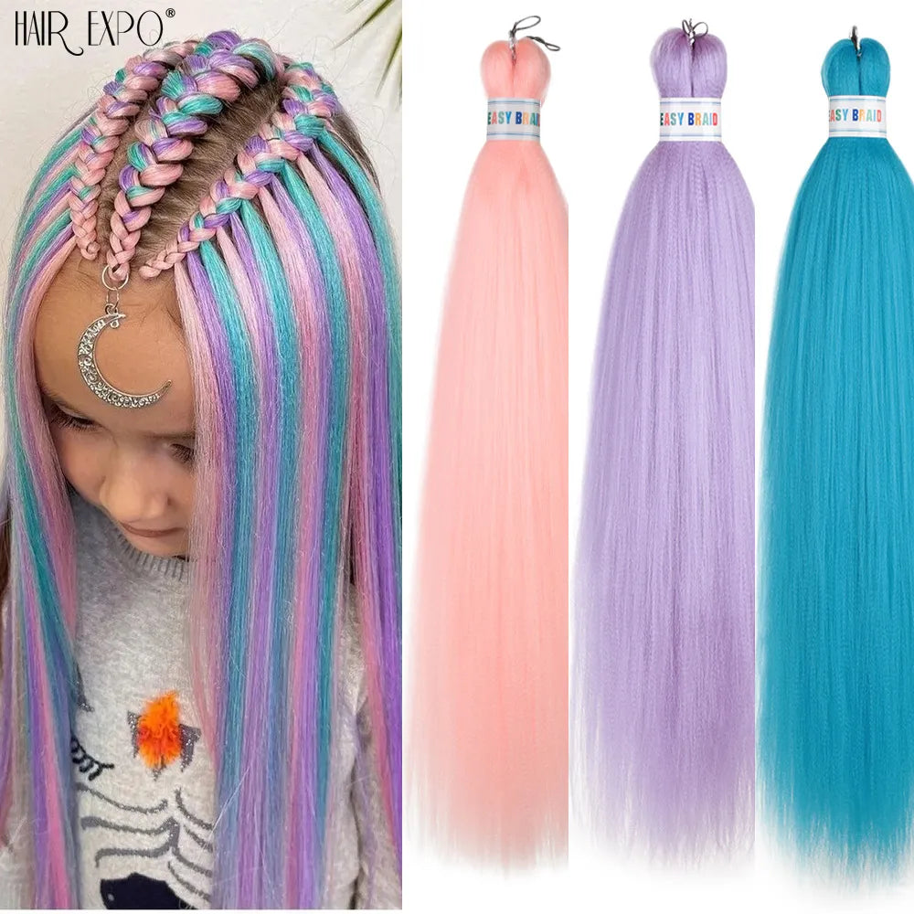 26Inch Easy Braids Hair Synthetic Colourful Pre Stretched Braiding