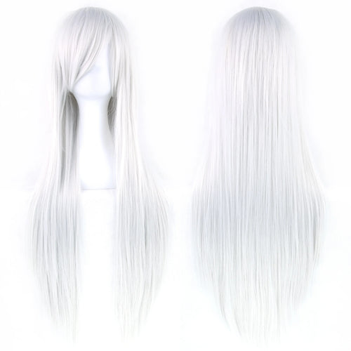 80cm Long Blonde Straight Synthetic Hair Cosplay Wig with Bangs