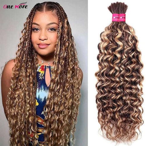 28 In 4/27 Color Water Wave Bulk Human Hair for Braiding No Weft