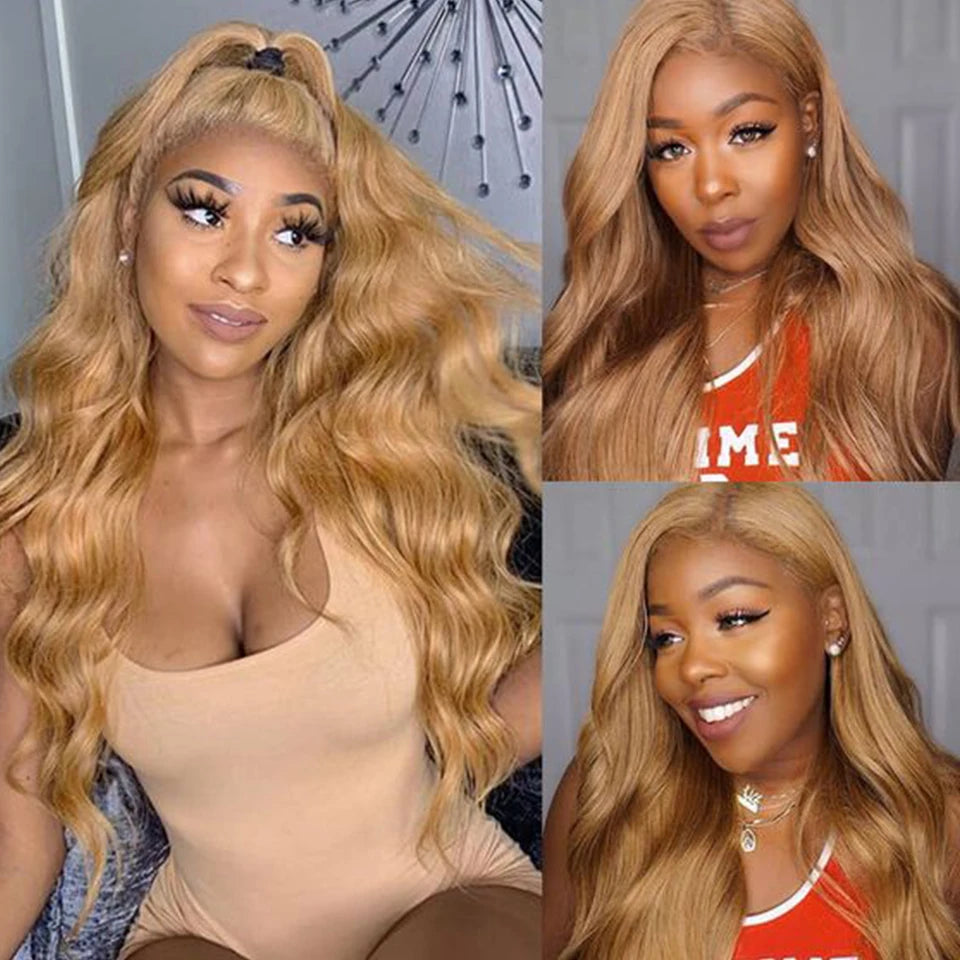 Sleek Honey Blonde 27 Colored Hair Brazilian Body Wave Natural Remy