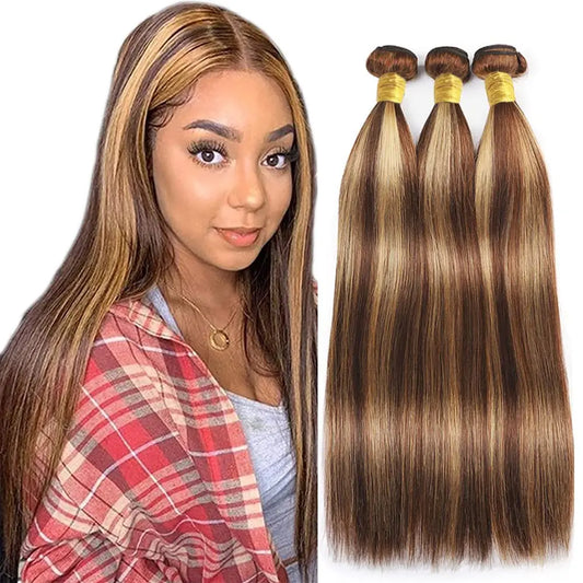 Highlight P4/27 Hair Brazilian Remy Hair Weaves Remy Human Hair Grade