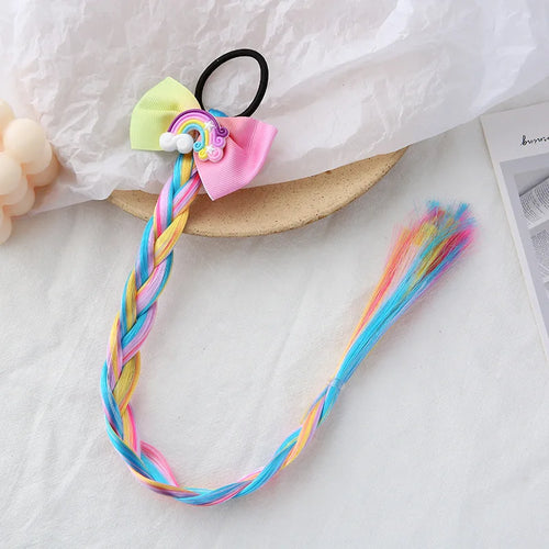 2023 New Girls Cute Cartoon Bow Butterfly Colorful Braid Headband Kids