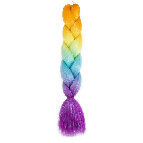 Synthetic Ombre 24inch Glitter Jumbo Braids Extensions Sparkle Rainbow