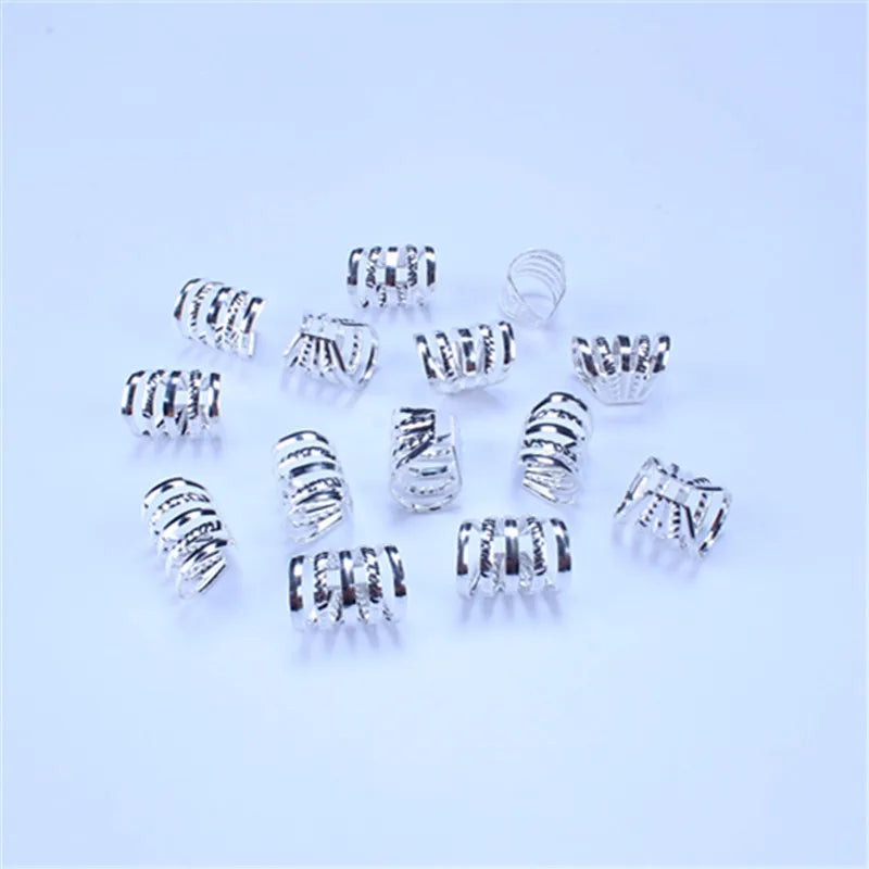 30Pcs Opening 11x15mm KC Gold Silver Metal Tube Ring Dreadlock for