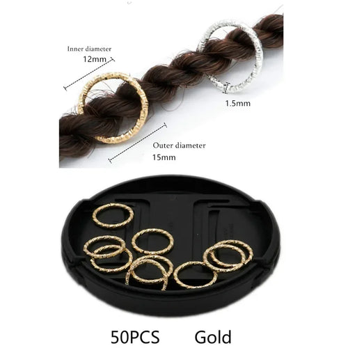 50Pcs Mix Color Hair Braids Dreadlock Beads Hair Cuffs Rings Tube