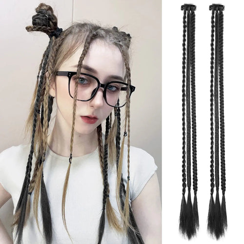 Synthetic Wig Braids With Clip Boxing Braid Dreadlocks Clip In Hair