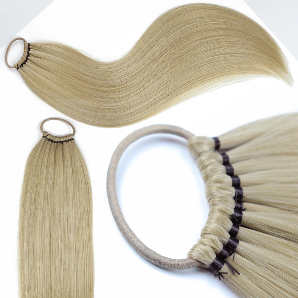 Synthetic Ponytail Extensions Rubber Band Hair Braided Pony Tail