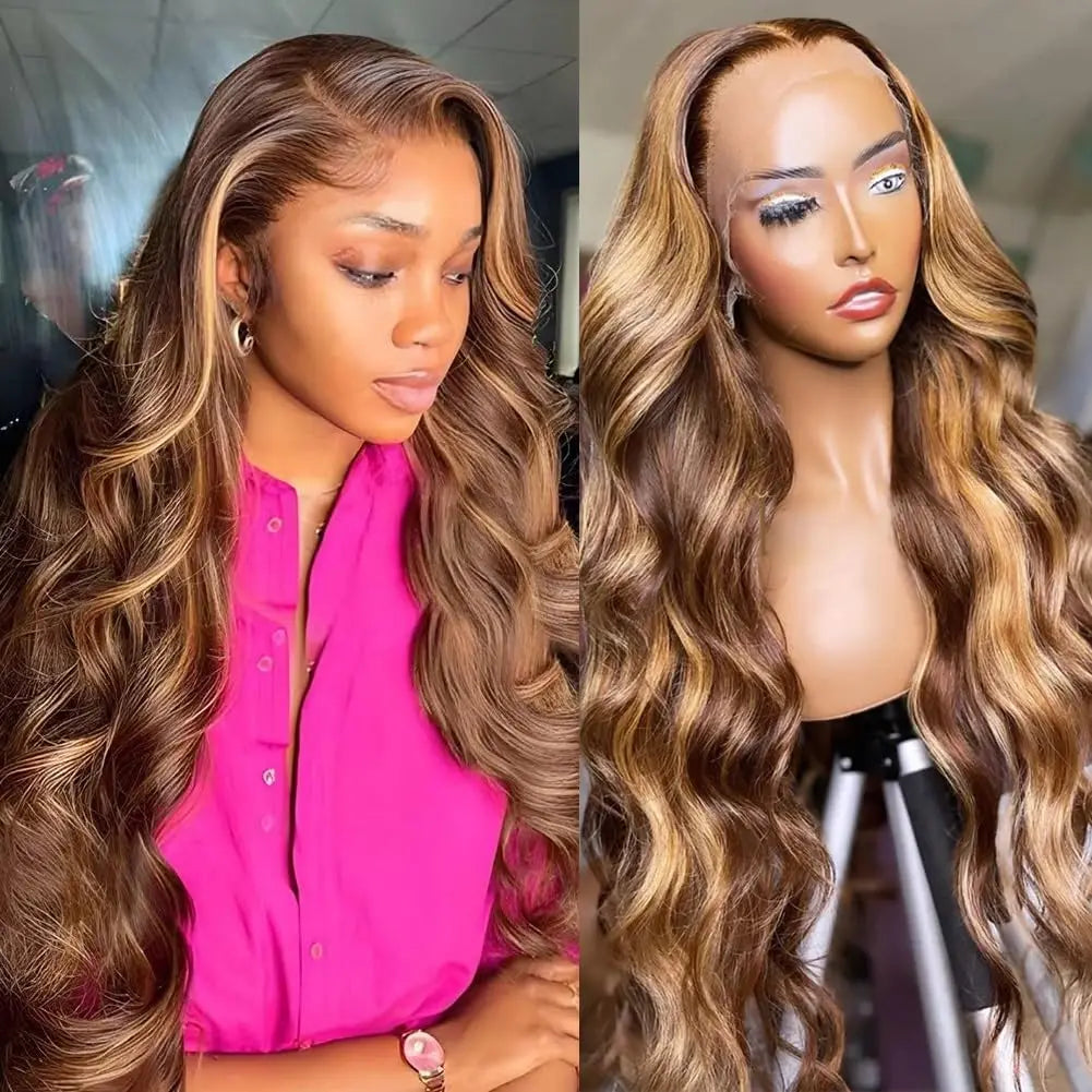 #4/27 Highlight Colored Ombre Blonde Body Wave Wigs Human Hair