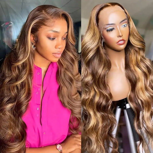 #4/27 Highlight Colored Ombre Blonde Body Wave Wigs Human Hair