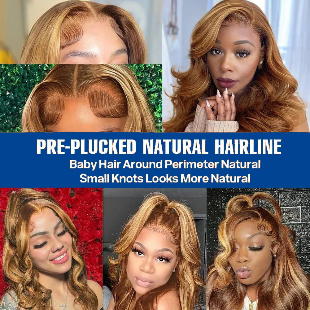 #4/27 Highlight Colored Ombre Blonde Body Wave Wigs Human Hair