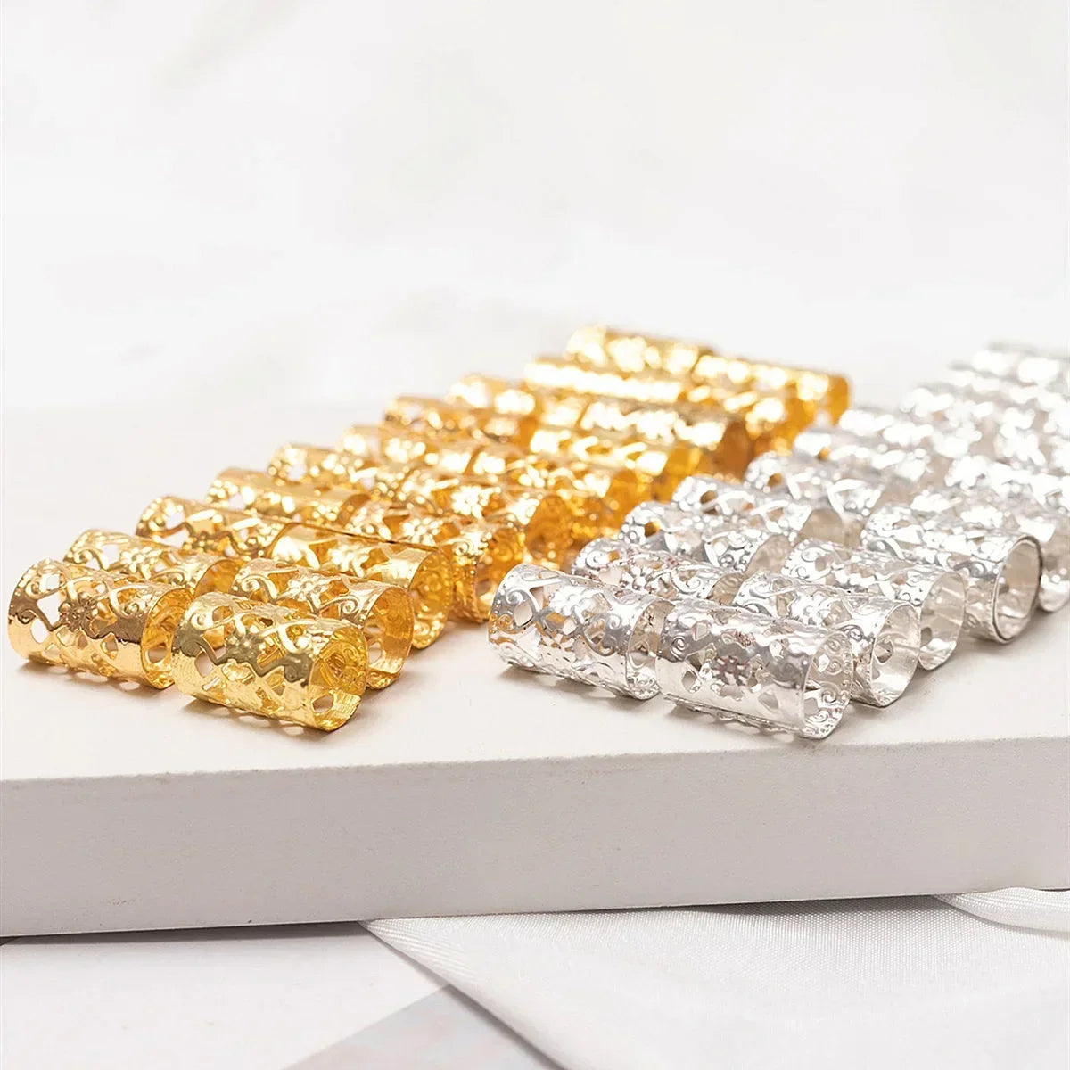 20pcs/bag Mixed Gold Silver Hair Ring for Braids Cuff Clips Available