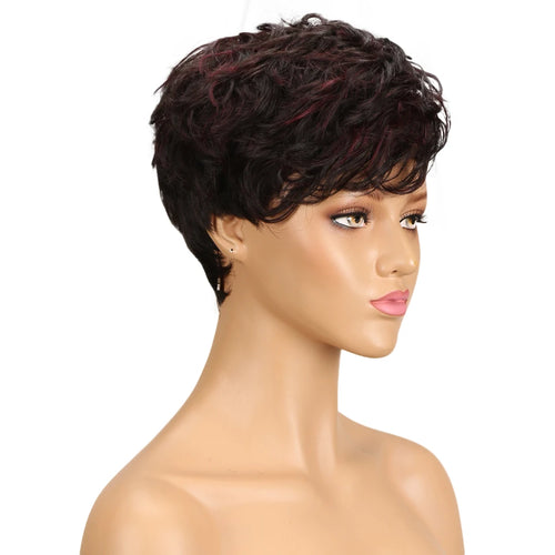 Lekker Wear to go Highlight Gold Brown Short Pixie Cut Human Hair Wigs