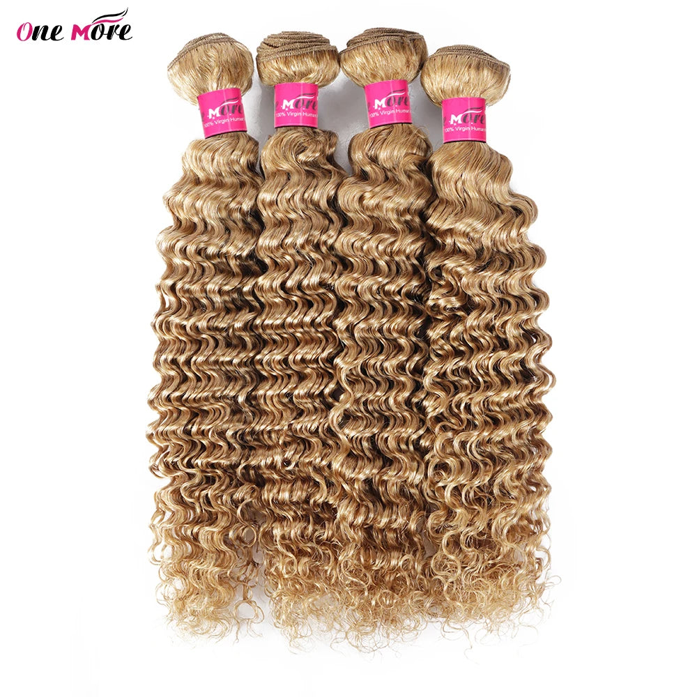 #27 Honey Blonde Bundles Deep Wave Bundles Remy Human Hair Extensions