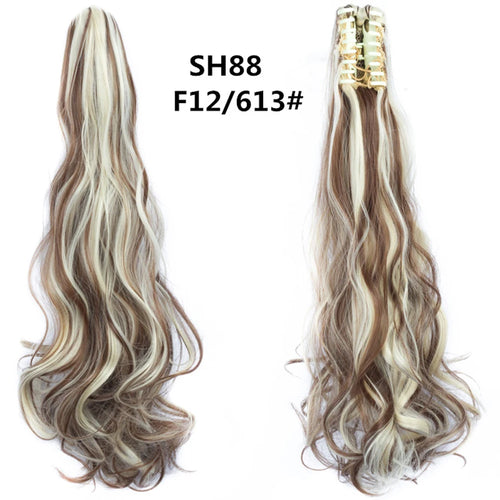 Long Wavy Straight Claw Clip On Ponytail Hair Extension Synthetic