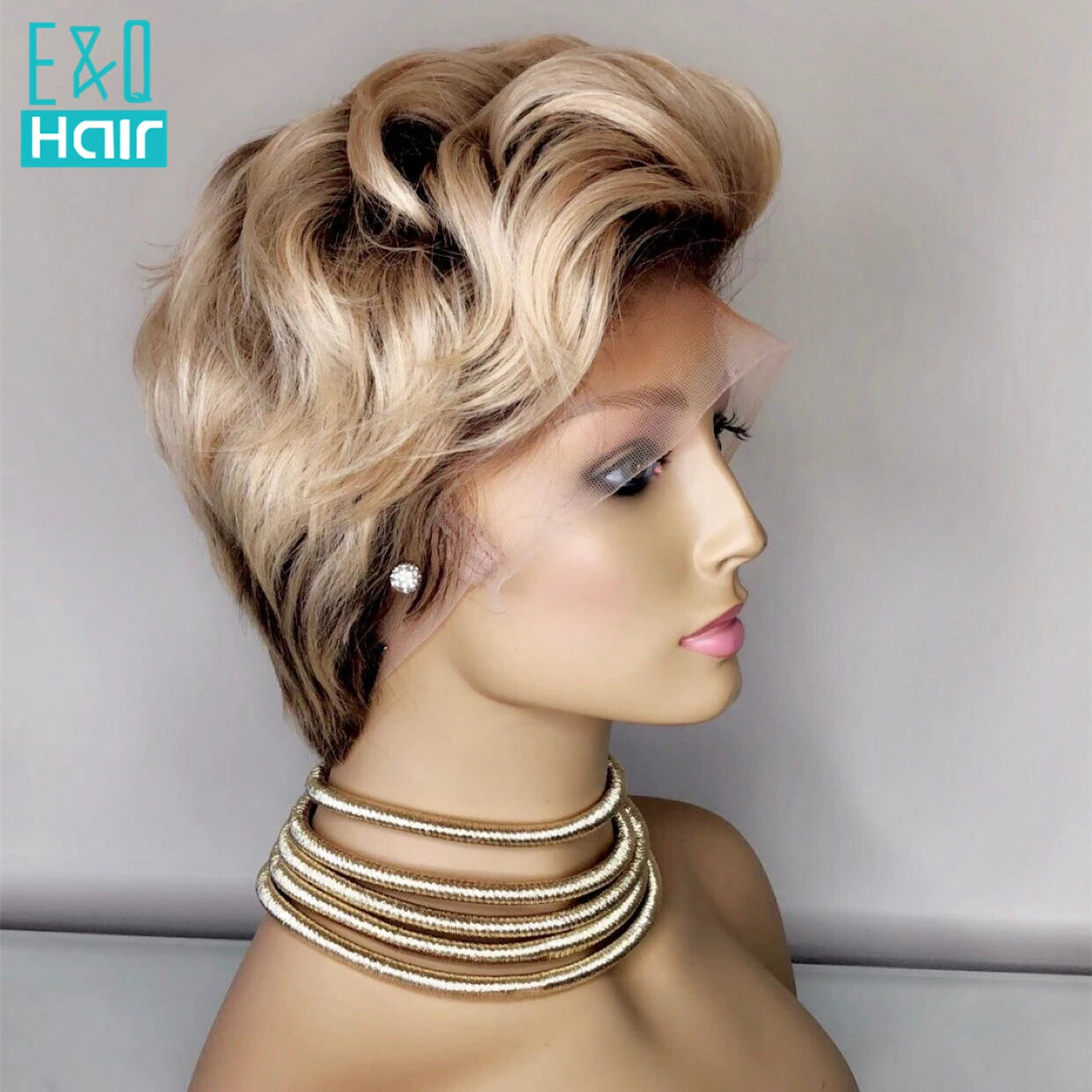 13x6 Lace Front Pixie Cut Wigs Human Hair Blonde 613 Short Bob Wig