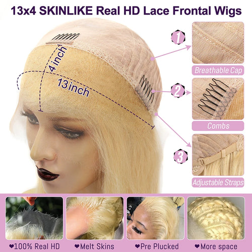 Wow Angel 250% #613 HD Lace Front Wigs 13x6 Blonde Body Wave Wig 13x4