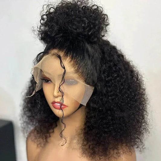 Short Kinky Curly Bob Frontal Wig 12A Malaysian Lace Front Human Hair