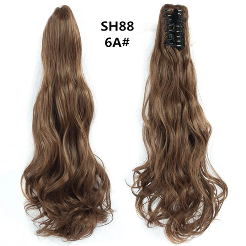 Long Wavy Straight Claw Clip On Ponytail Hair Extension Synthetic