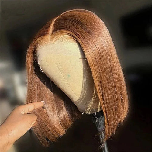 180% Color #4 Dark Brown Bob Wigs Straight 13x4 Lace Front Wig Free