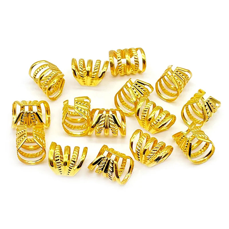 30Pcs Opening 11x15mm KC Gold Silver Metal Tube Ring Dreadlock for