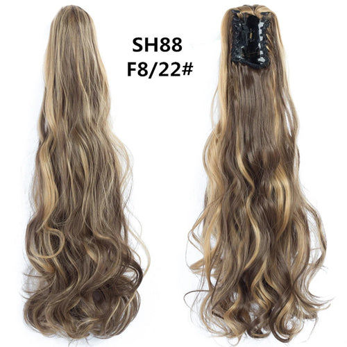 Long Wavy Straight Claw Clip On Ponytail Hair Extension Synthetic