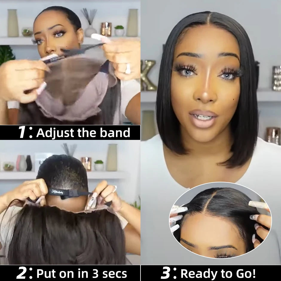 YAWAWE Pre-Bleached Knots Glueless Wig Ready To Wear Wigs Straight