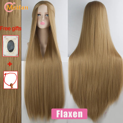 MEIFAN 100CM Synthetic Cosplay Anime Costume Wig Blonde Blue Red Pink