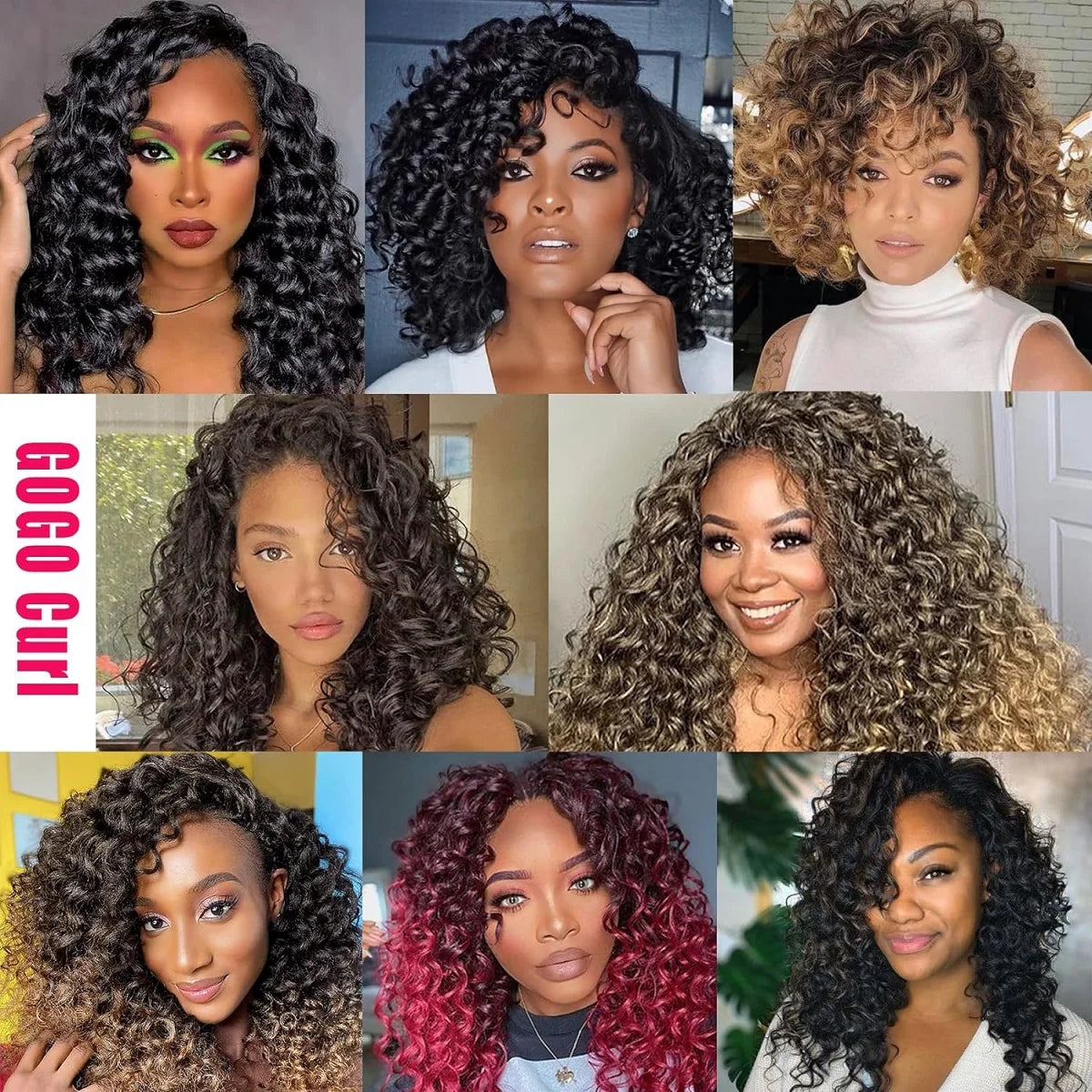 7 Packs GoGo Short Curl Crochet Hair 12 Inch for Women Beach Water