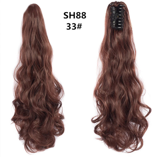 Long Wavy Straight Claw Clip On Ponytail Hair Extension Synthetic