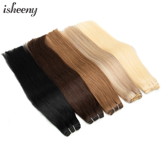 Isheeny Human Hair Weft Brazilian Remy Human Hair Bundles Sew In Hair