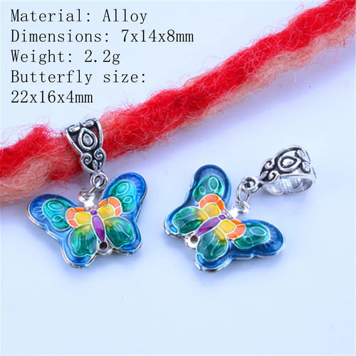 Mixed Butterfly Hair Braid Beads Dreadlock Beads Ring Braiding Hair